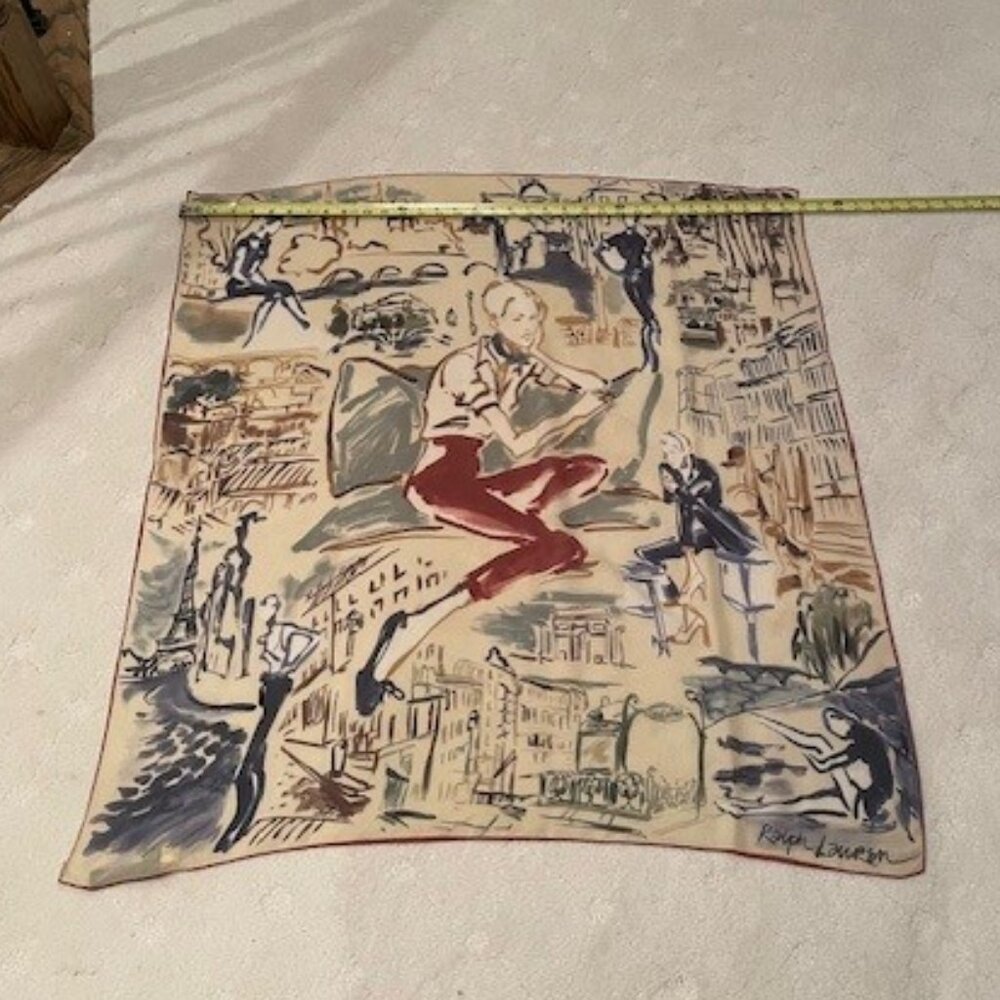 RALPH LAUREN Silk Scarf Woman in PARIS print with original  box – 36 inch - Picture 8 of 12